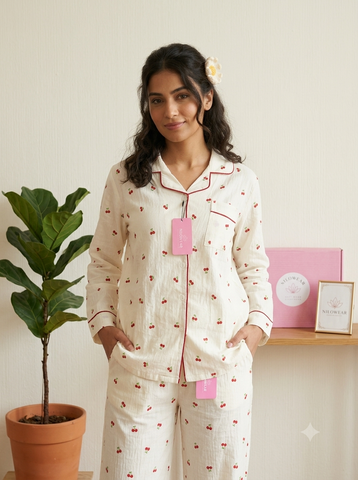 Cherry Bliss Imported Cloud Cotton Pajama Set 🍒