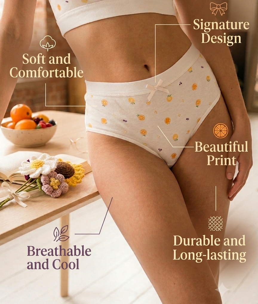 Fruit Bliss Seamless Cotton Briefs – Premium Comfort Underwear