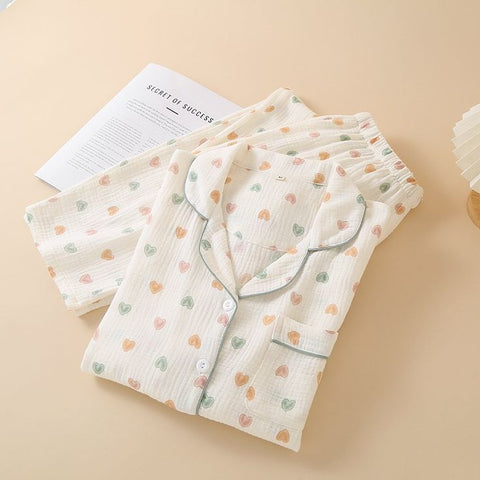 Premium Cloud Cotton Heart-Print Pajama Set – 2 Piece Nightwear