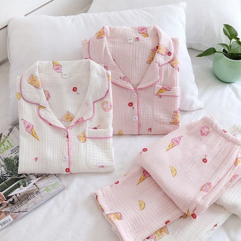 Sweet Treats Cloud Cotton Pajama Set – 2 Piece Ice-Cream Print Nightwear