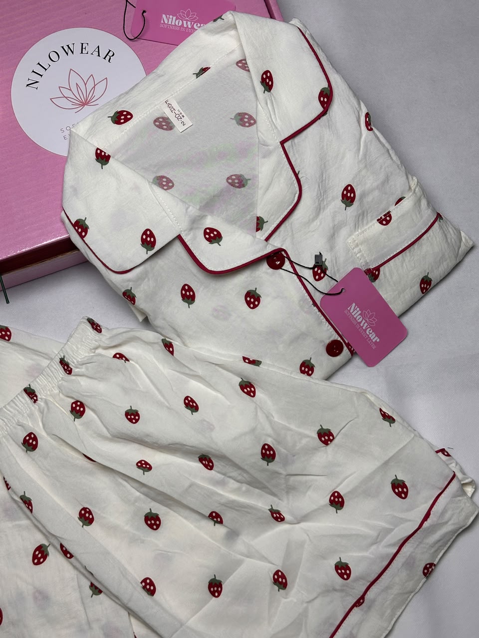 Strawberry Bloom 3-Piece Cloud Cotton Pajama Set