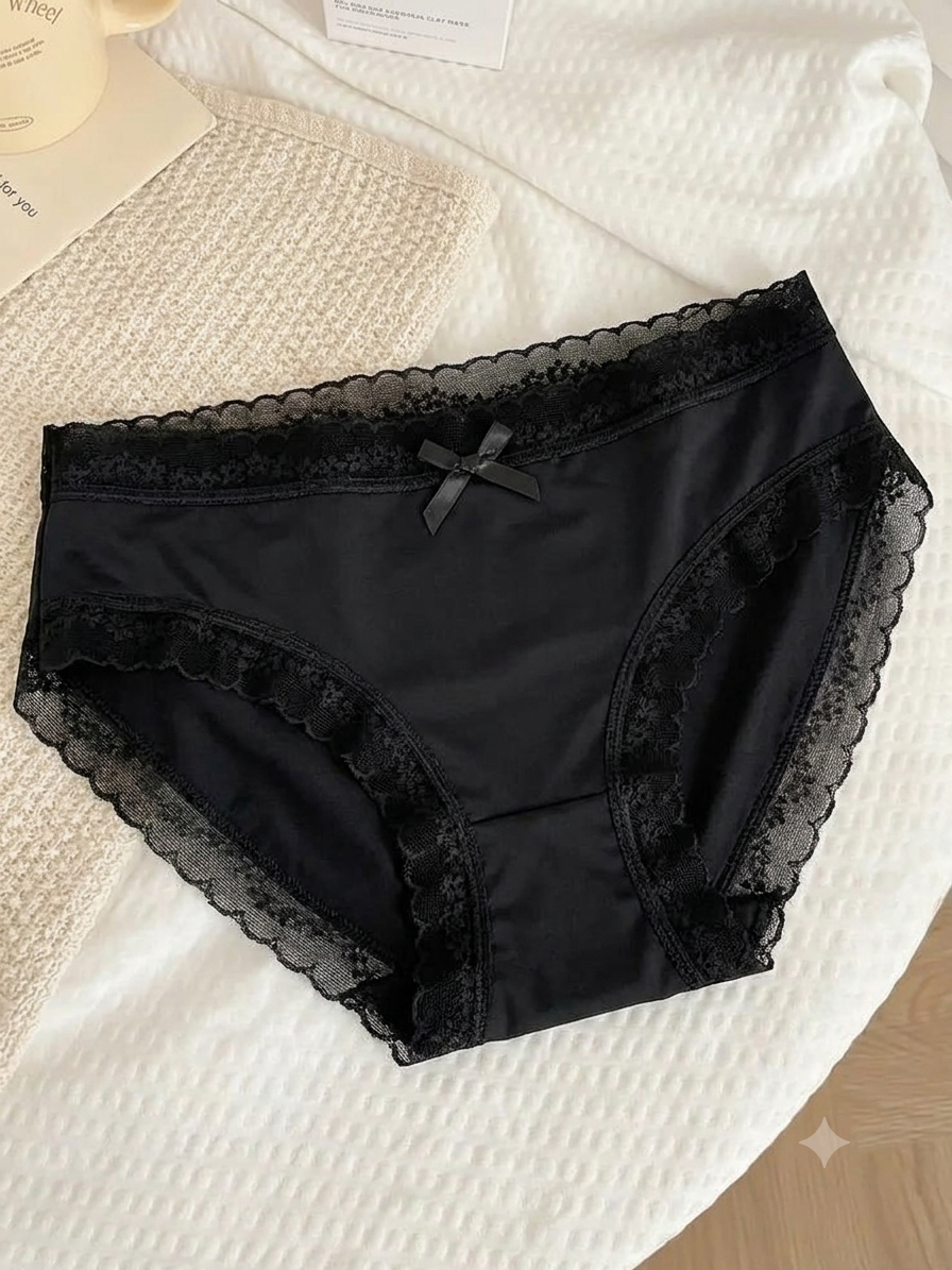 Women's Soft Lace Trim Mid-Rise Panty