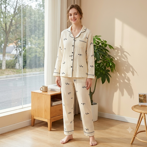 Playful Panda Cloud Cotton Pajama Set – 2 Piece Premium Nightwear